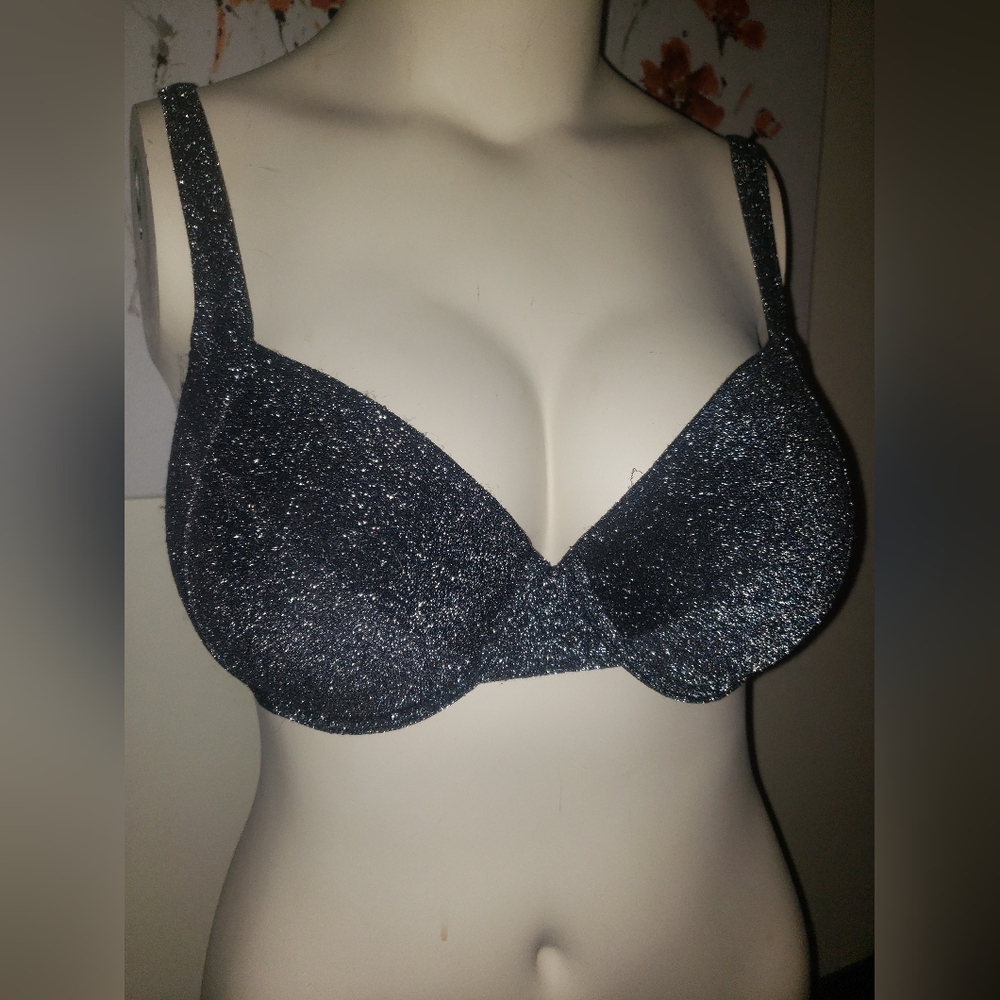 Size Medium Swimsuit Bikini Top DD bra size Sparkling Black Victoria's Secret